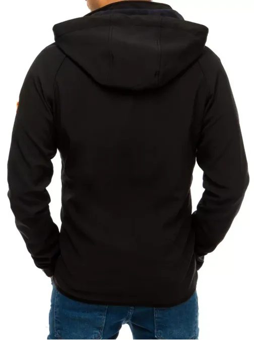 Trendová prechodná čierna softshell bunda s oranžovým kontrastom