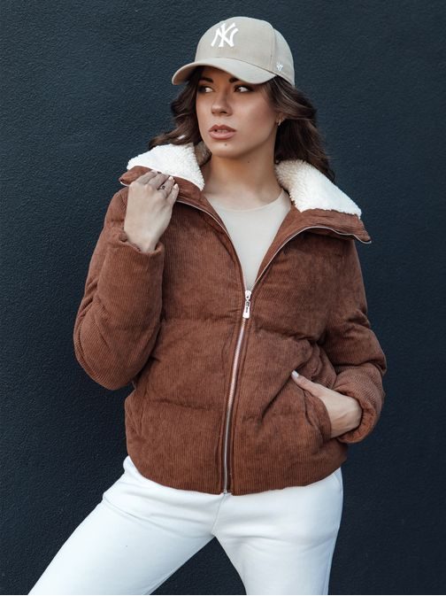 Dámska módna hnedá zimná bunda Trendyglam
