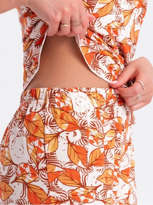 Dvojdielne oranžové dámske pyžamo ULR371