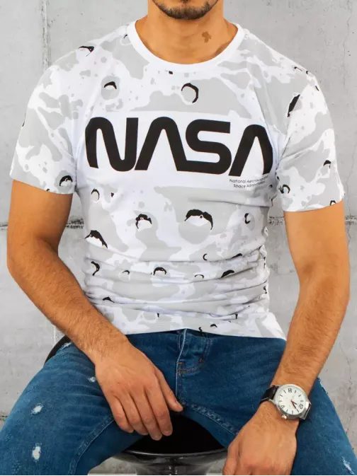 Biele maskáčové tričko Nasa