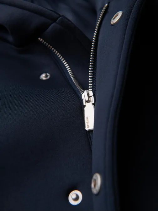 Zateplený pánsky kabát so skrytým zapínaním modrý V5 OM-COLC-0144