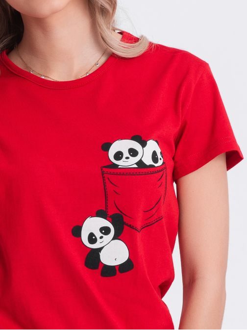 Červené dámske pyžamo panda ULR268