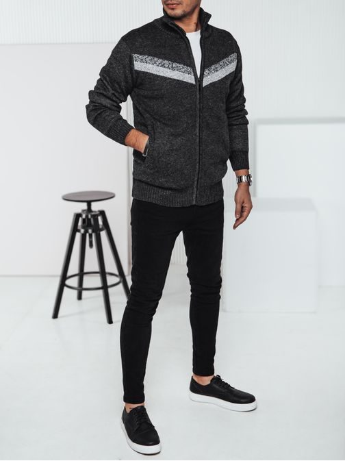 Moderný vzorovaný grafitový pánsky sveter