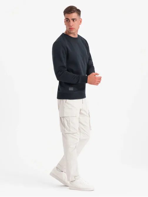 Základná bavlnená pánska mikina v čiernej farbe V9 om-ssbn-0159