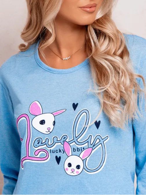 Veselé modré dámske pyžamo ULR425