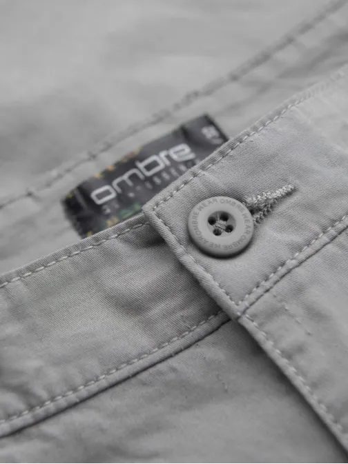 Pánske šedé chinos šortky s lemom V12 SRCS-0197