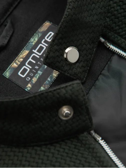 Tmavozelená pánska bunda so stojáčikom V3 JANP-0229