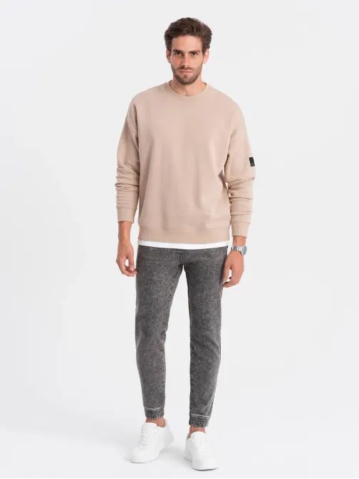 Pánske šedé rifľové joggery V3 PADJ-0133