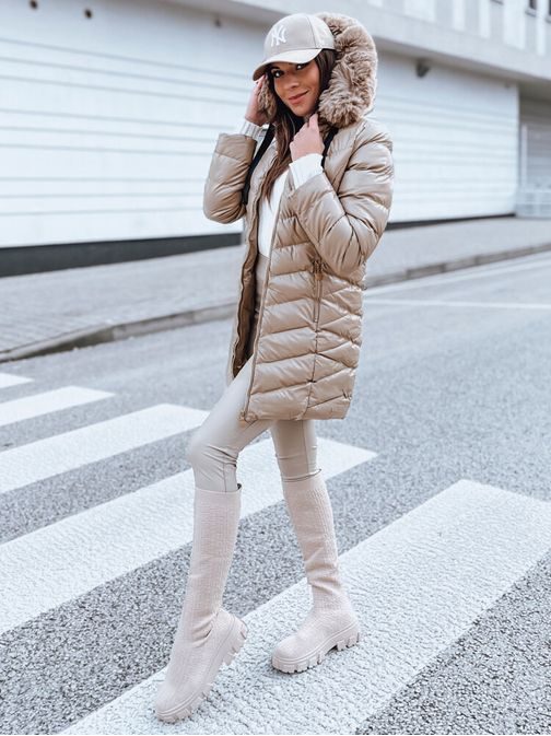 Krásna dámska béžová bunda Crystal