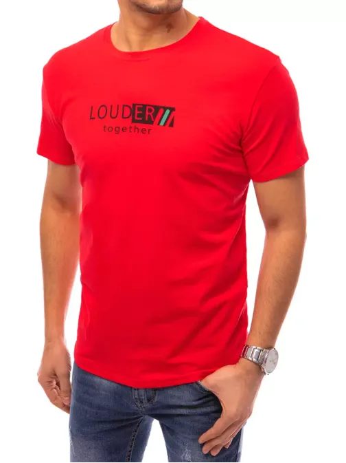 Červené bavlnené tričko s potlačou Louder