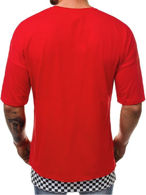 Štýlové predĺžené tričko červené  B/181783