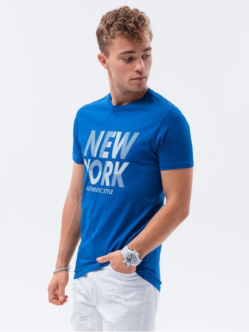 Modré tričko s potlačou New York S1434 V-24B