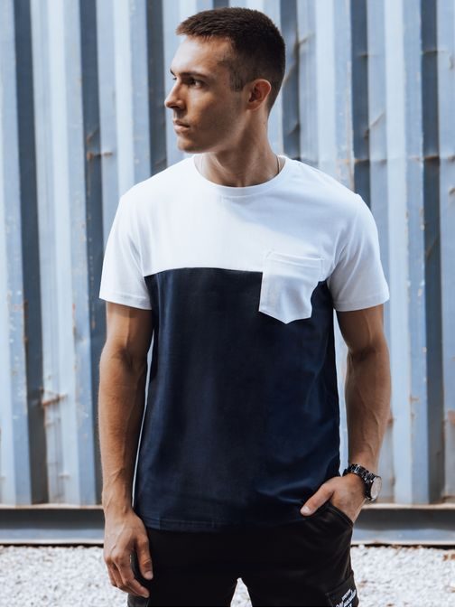 Bielo-granátové tričko s ozdobným vreckom