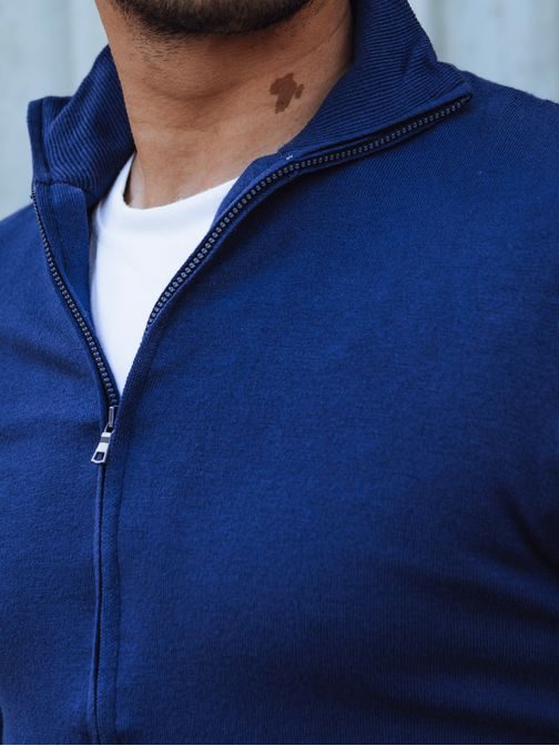 Trendy modrý pánsky sveter na zips