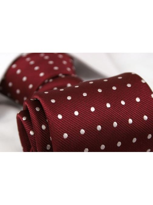 Bordová bodkovaná pánska kravata