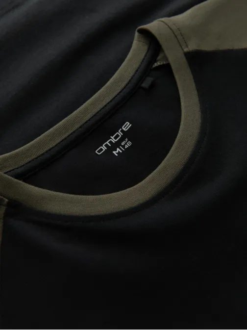 Trendy čierno-olivové pánske tričko V3 LSCL-0105