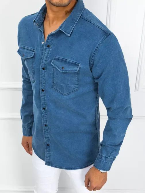 Džínsová košeľa v modrej farbe