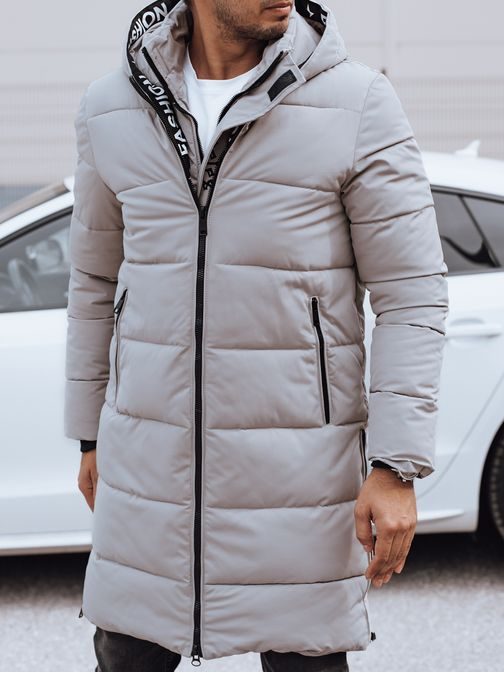 Dlhá béžová prešívaná zimná bunda