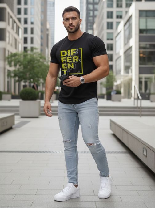 Čierne pánske tričko s nápisom DIFFERENT