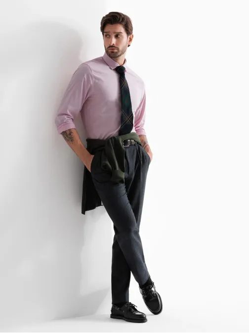 Bavlnená ružová košeľa v jednoduchom prevedení V2 SHOS-0154