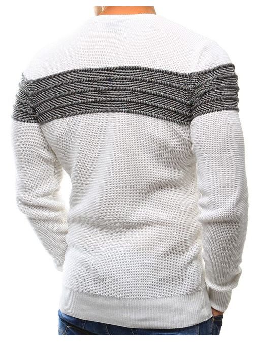 Úžasný biely sveter s farebným detailom