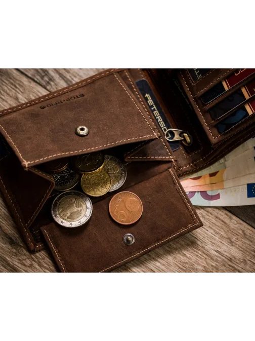 Moderná hnedá pánska peňaženka Peterson