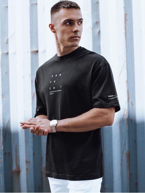 Módne čierne tričko s popisom