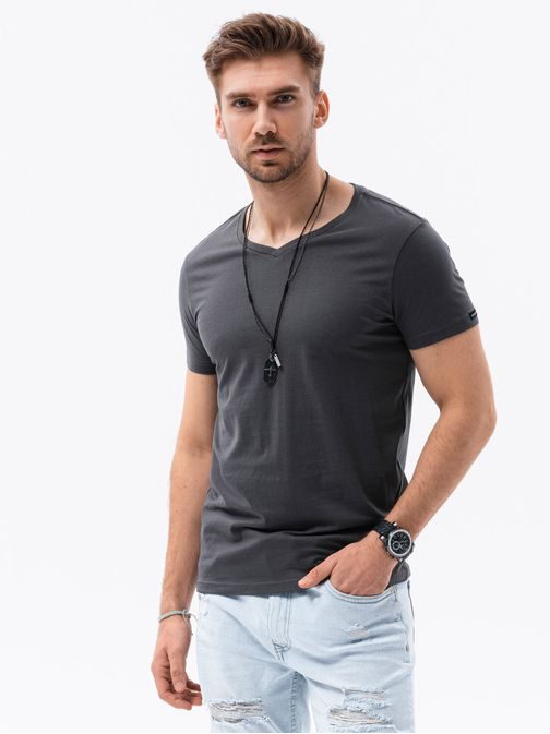 Jednoduché tmavo-šedé tričko S1369