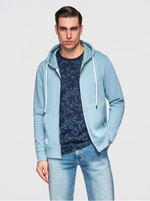 Pánska svetlomodrá mikina na zips V7 SSBZ-0272