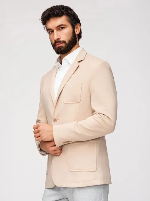 Béžové športové slim fit sako V5 M165