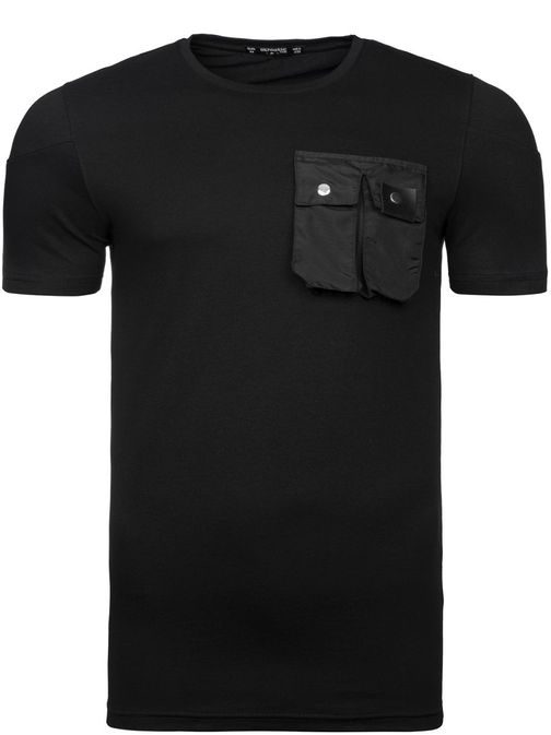 Štýlové čierne tričko s vreckom Athletic 467