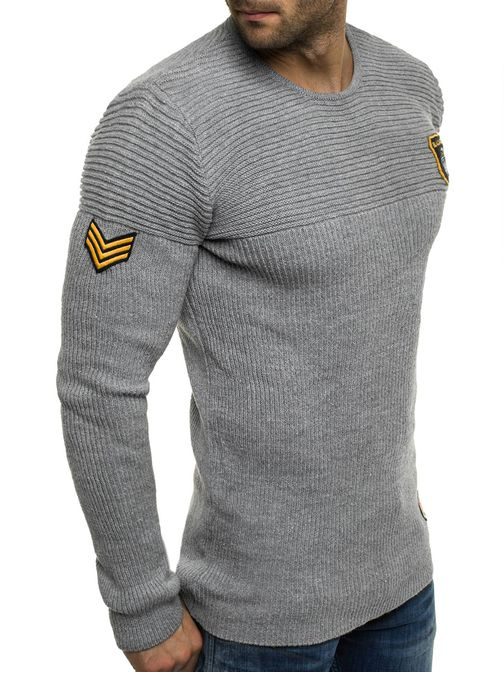 Army sveter s nášivkami pre pánov BLACK ROCK 18034 šedý