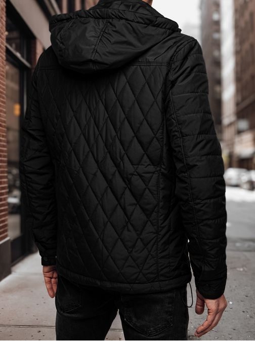 Prechodná originálna čierna bunda s kapucňou