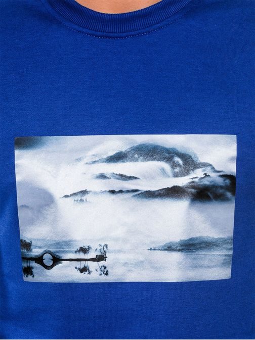Nebesky modrá mikina s potlačou b983