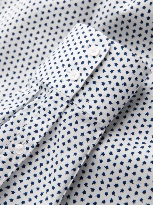 Jedinečná biela košeľa s trendy vzorom V2 SHCS-0140