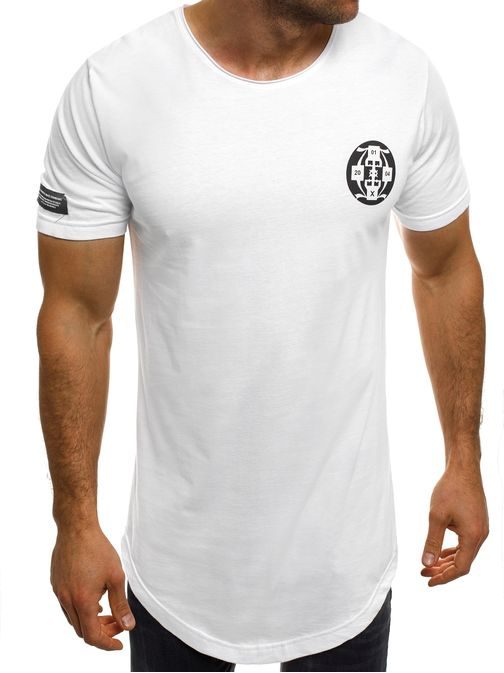 Bavlnené biele tričko v predĺženom strihu ATHLETIC 1104