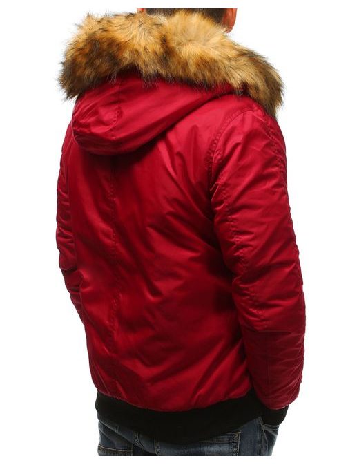 Moderná zimná bomber bunda červená