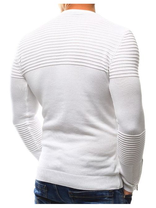Originálny biely sveter so zipsom