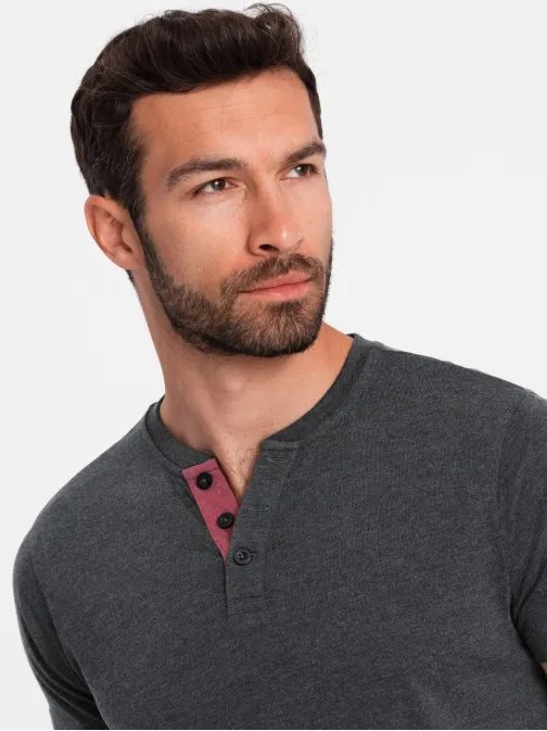 Čierne pánske tričko s gombíkmi V4 TSCT-0155