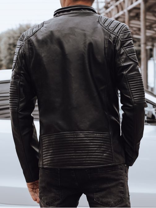 Trendy čierna kožená bunda