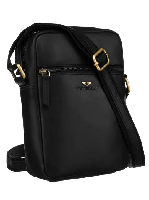 Módna pánska čierna kožená taška