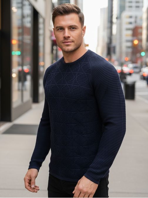 Granátový pletený sveter so vzorom