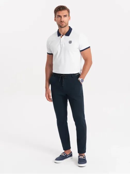 Trendy tmavo modré nohavice s pružným pásom V3 PACP-0116