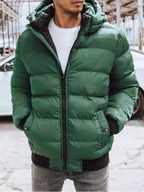 Prešívaná teplá bunda v zelenej farbe