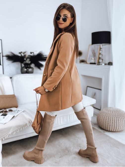 Pohodlný dámsky kamelový kabát Bella