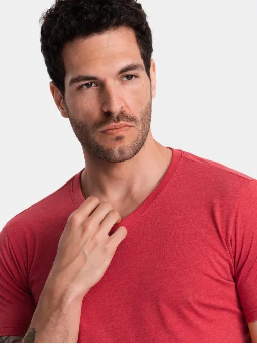 Bavlnené pánske tričko červené v17 om-tsbs-0145