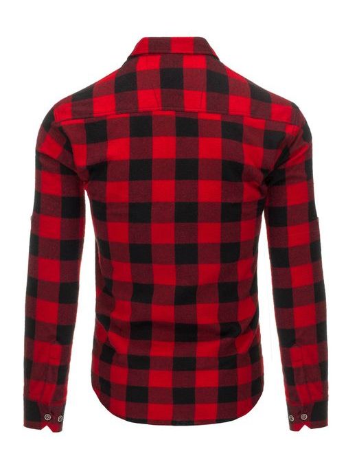 Výrazná čierno-červená flanelová košeľa s dlhým rukávom