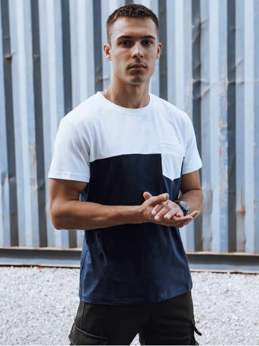 Bielo-granátové tričko s ozdobným vreckom