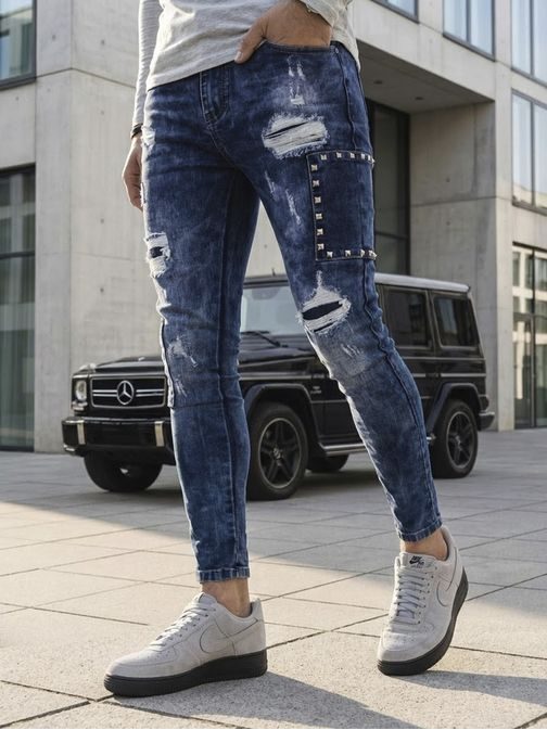 Módne modré pánske rifle v zaujímavom prevedení