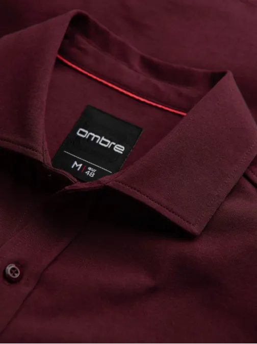 Módna bordová košeľa s nášivkou V3 SHCS-0138